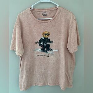 Vintage Pink Ralph Lauren Polo Bear Ski Tee XL
